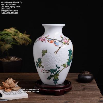 BÌNH VẼ TAY HỌA TIẾT CHIM HOA